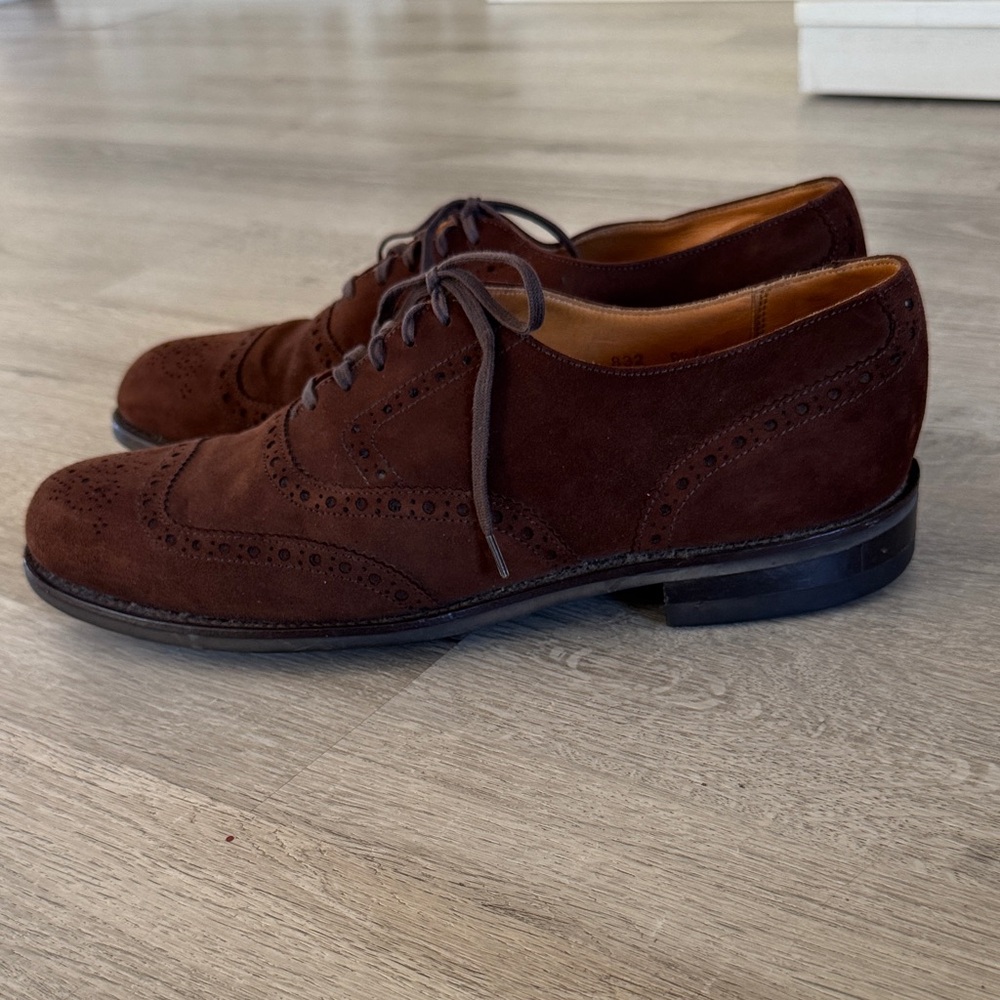 Cole Haan Bench Wingtip Derby Shoes Men’s 9 1/2 D Brown Leather Made in England - Picture 2 of 15